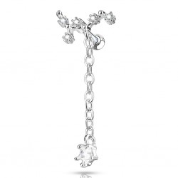 Piercing hélix 162 - Gris constellation avec chainette