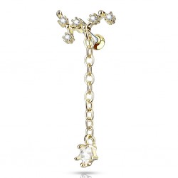 Piercing hélix 162 - Jaune constellation avec chainette