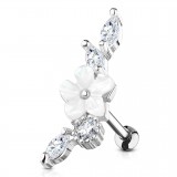 Piercing hélix 163 - Gris fleur nacrée blanche