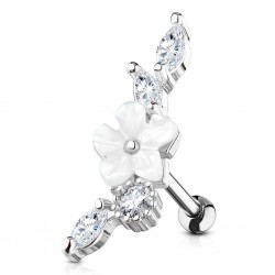 Piercing hélix 163 - Gris fleur nacrée blanche