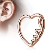 Piercing hélix 145 - Cœur plaqué-or rose ligne de vie