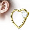 Piercing hélix 147 - Gold-ip jaune cristal cœur transparent