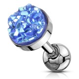 Cartilage hélix, tragus 218 - Druzy stone bleu