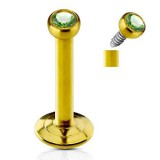 Piercing micro-labret 90 - Plaqué-or cristal vert-pomme