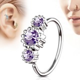 Piercing micro-bcr 192 - Trois zircones ronds lilas
