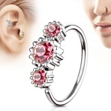 Piercing micro-bcr 192 - Trois zircones ronds rose
