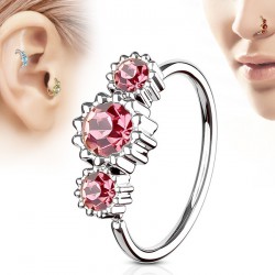 Piercing micro-bcr 192 - Trois zircones ronds rose
