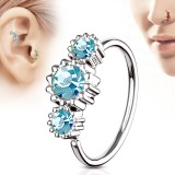 Piercing micro-bcr 192 - Trois zircones ronds bleu-clair