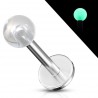 Piercing micro-labret acry 03 - Boule fluorescente transparente
