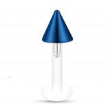 Piercing micro-labret téflon 65 - Plaqué-titane bleu pointe