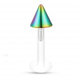 Piercing micro-labret téflon 65 - Plaqué-titane rainbow pointe
