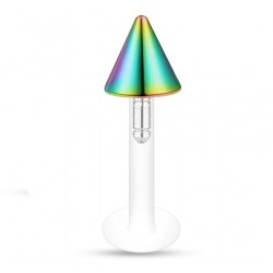 Piercing micro-labret téflon 65 - Plaqué-titane rainbow pointe