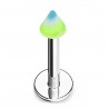 Piercing micro-labret acry 13 - Spider pointe verte et bleu-clair