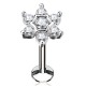 Piercing micro labret fleur grise avec cristal (103)