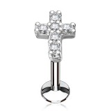 Piercing micro-labret 104 - Croix grise multistrass