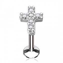 Piercing micro-labret 104 - Croix grise multistrass