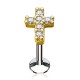 Piercing micro-labret 104 - Croix jaune multistrass