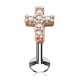 Piercing micro-labret 104 - Croix rose multistrass