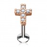 Piercing micro-labret 104 - Croix rose multistrass