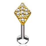 Piercing micro-labret 105 - Losange jaune multistrass