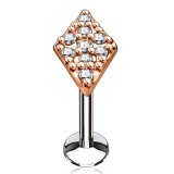 Piercing micro-labret 105 - Losange rose multistrass