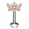 Piercing micro-labret 107 - Couronne rose et strass