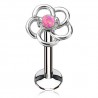Piercing micro labret fleur centrale opalite rose (101)
