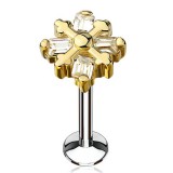 Piercing micro-labret 102 - Flocon jaune avec cristal