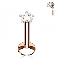 Piercing micro-labret 112 - Rose zircone étoile