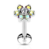 Piercing micro-labret 92 - Cristal flower aurora