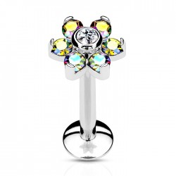Piercing micro-labret 92 - Cristal flower aurora