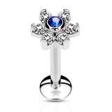 Piercing micro-labret 92 - Cristal flower bleu