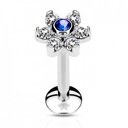 Piercing micro-labret 92 - Cristal flower bleu
