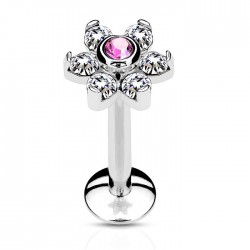 Piercing micro-labret 92 - Cristal flower rose