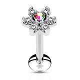 Piercing micro-labret 92 - Cristal flower transparent