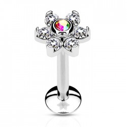 Piercing micro-labret 92 - Cristal flower transparent