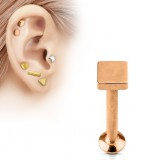 Piercing micro-labret 96 - Carré plat rose