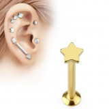 Piercing micro-labret 47 - Gold-ip jaune étoile