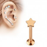 Piercing micro-labret 47 - Gold-ip rose étoile