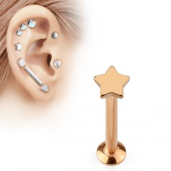 Piercing micro-labret 47 - Gold-ip rose étoile