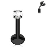 Piercing micro-labret 16 - PVD Noir cristal transparent