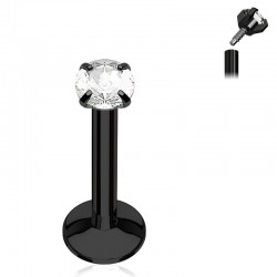 Piercing micro-labret 16 - PVD Noir cristal transparent