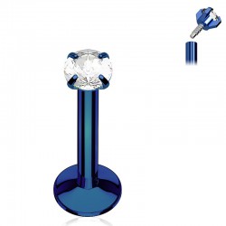 Piercing micro-labret 16 - PVD bleu cristal transparent