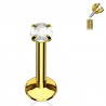 Piercing micro-labret 16 - Gold-ip jaune cristal transparent