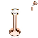 Piercing micro-labret 16 - Gold-ip rose cristal transparent