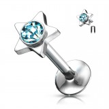 Piercing micro-labret 31 - Cristal étoile bleue-clair