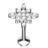 Piercing micro-labret 108 - Flocon gris avec strass