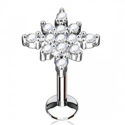 Piercing micro-labret 108 - Flocon gris avec strass