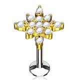 Piercing micro-labret 108 - Flocon jaune avec strass