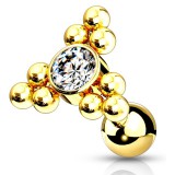 Cartilage hélix, tragus 139 - Gold-ip jaune triangle petites billes
